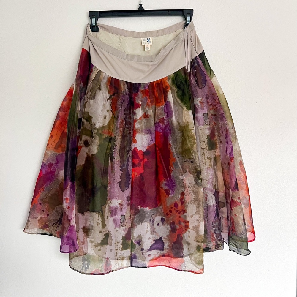 Edme & Esyllte Anthropology Watercolor Silk Skirt - Picture 2 of 4